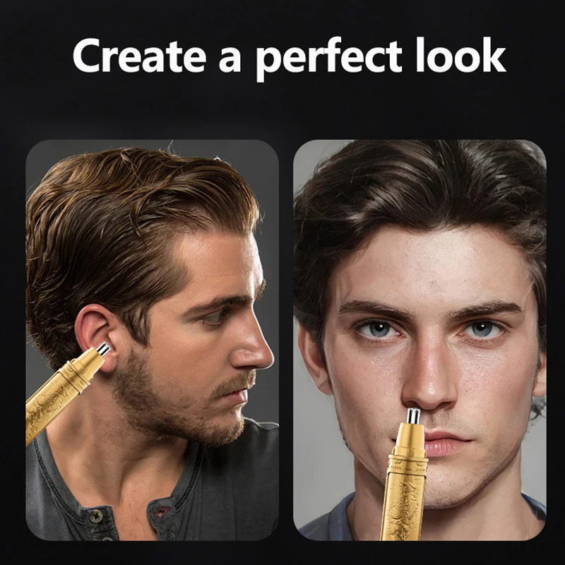 Nose Hair Trimmer Clear Nostrils Small And Convenient Washing With Knife Head Unisex Golden Dragon And Phoenix Nose Hair Trimmer 250604
