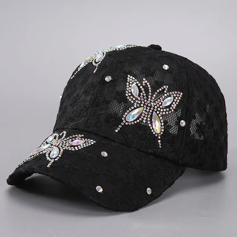 Hat Washed Versatile For Summer Womens Baseball Cap With Diamond Inlaid Denim Duckbill Hat Outdoor Sunshade Hat 250603