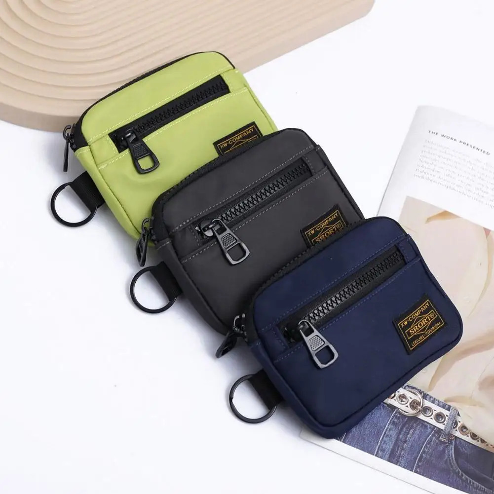 Small Casual Mens Coin Purse Canvas Zipper Short Wallet Retro Key Holder Money Bag Trend Youth Mini Handbag 250605