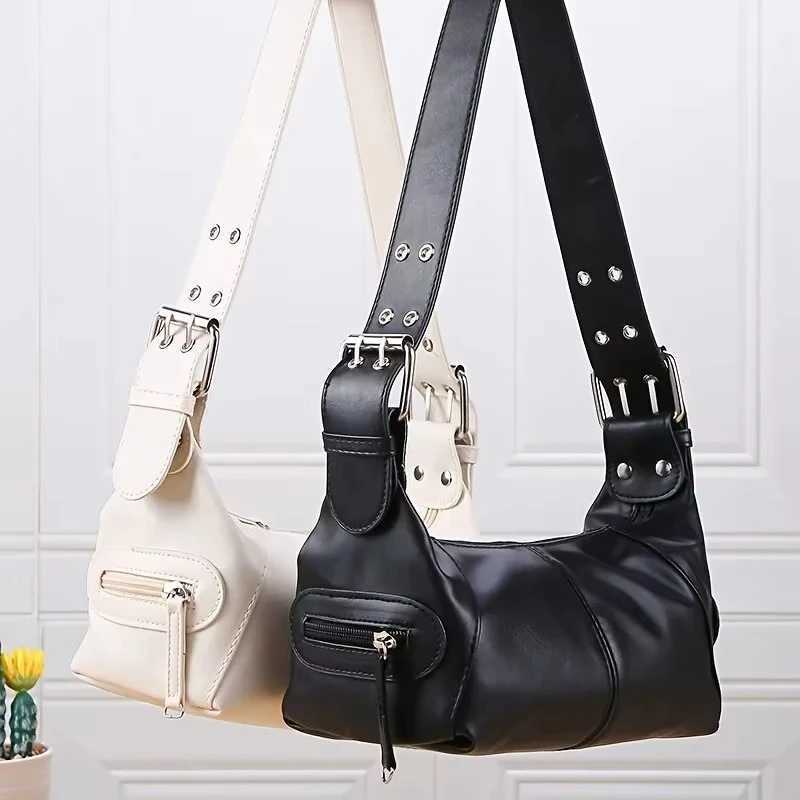 Underarm Bag Womens Bag Cool Drag Style Single Shoulder Underarm Stick Bag Niche Design Leather Zipper Single Shoulder Handbag XJ250605