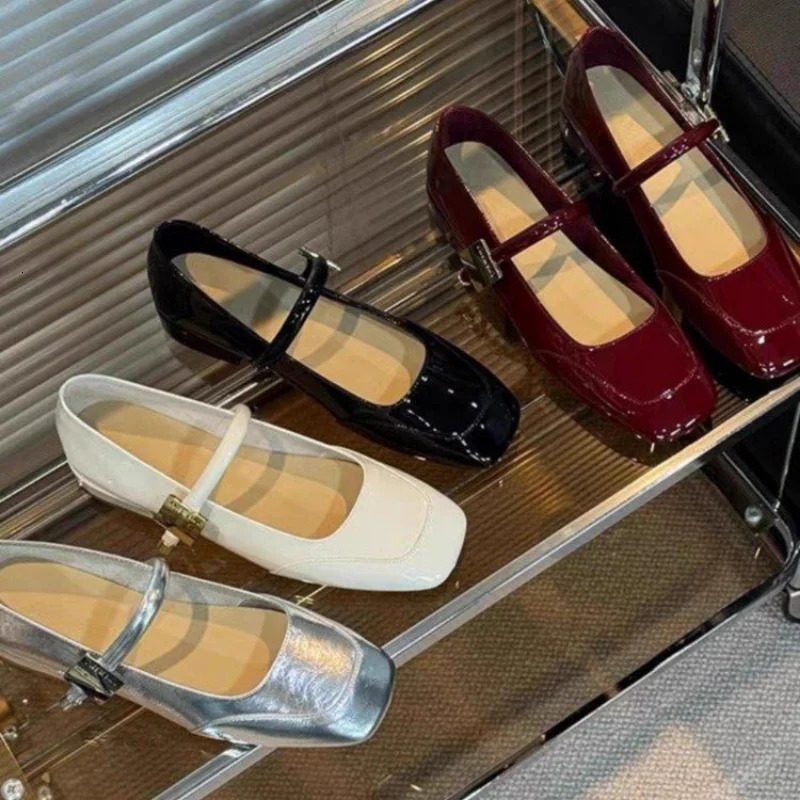 Mary Jane Shoes for Women Fashion Medium Heeled Women Single Shoes Soft and Comfortable Red Ballet Shoes Zapatos De Mujer 250603
