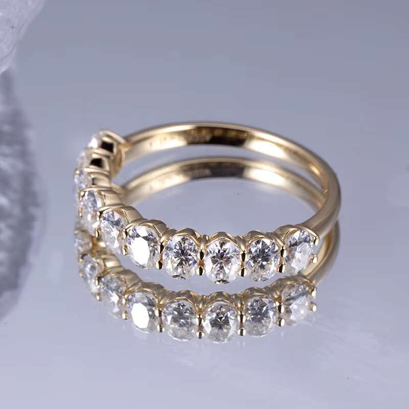Mishang Jewelry 18K Gold Oval High Quality D Color Moissanite Eternity Ring for Women Gift
