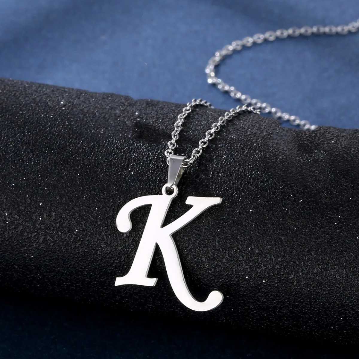 Fashion Letters A-Z Necklace for Women Men Stainless Steel High Quality English Alphabet Necklace A B C D E FGHIJKLMNOPQRSTUVWXYZ XJ250604