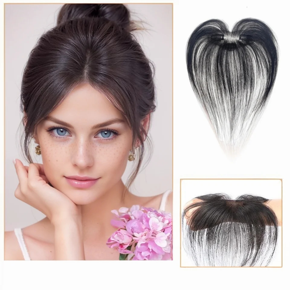 Upgraded Invisible Human Hair Bangs For Girl Clips on Fringe Hairpiece Swiss Lace Temple Hair Natural Fake Bangs with Real Hair 250529