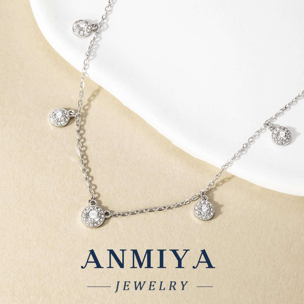 Personalized Silver Jewelry Link Chain 925 Necklace Crafted with Modular Multi-Round Geometric Pendant for Custom Gift Giving