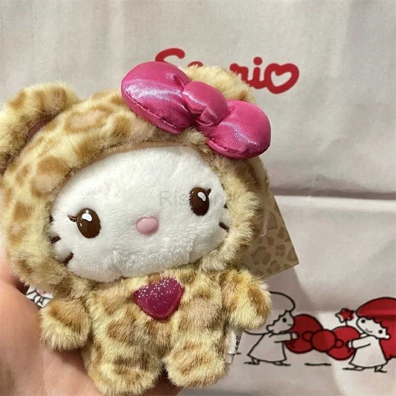 Sanrio Kawaii Hello Kitty Doll Keychain Anime Kuromi Melody Cartoon Leopard Print Kt Pendant Toys Zipper Decoration Girl Gifts X250605