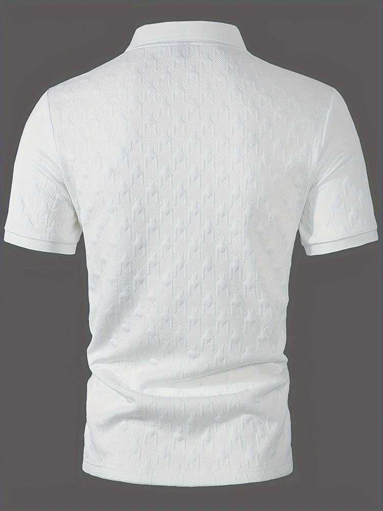 Fashion Mens Polo Shirts 2025 Spring Summer Daily Casual Textured Solid Color Polo Shirt For Men Vintage Short Sleeve Pullovers XJ250605