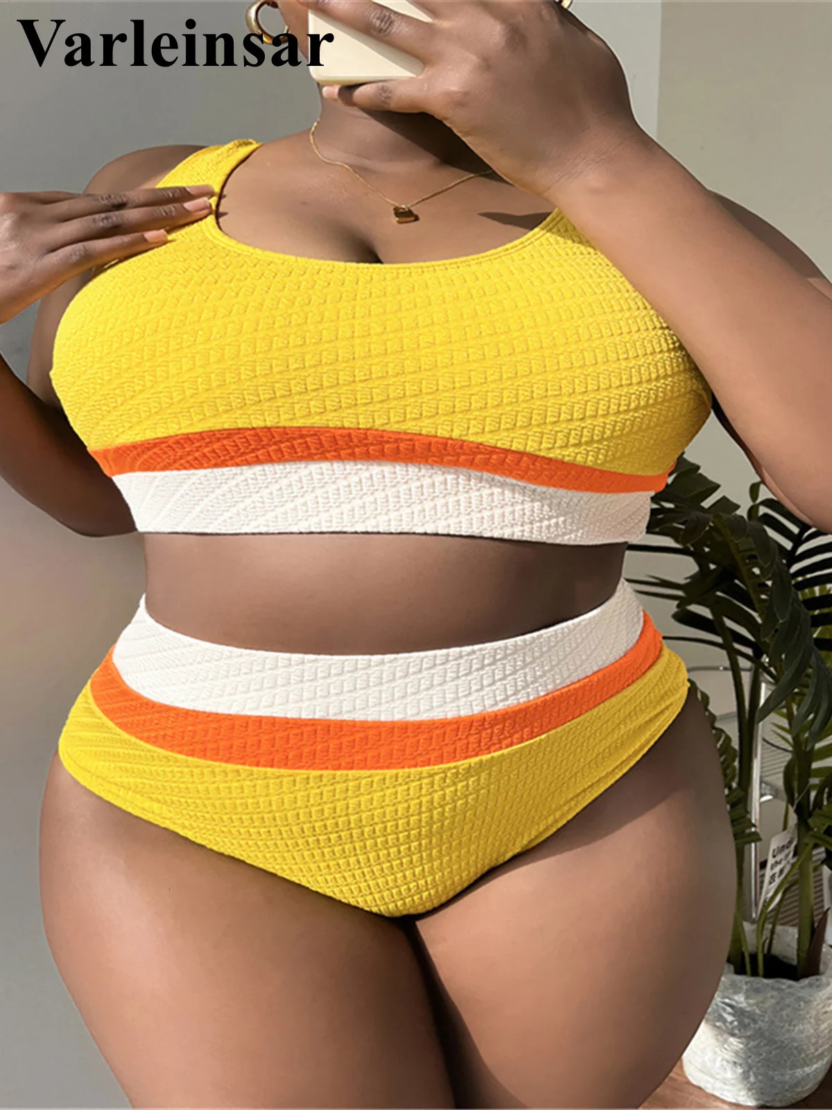 0XL 4XL Splicing Bikini Large Size Swimwear Plus Women Swimsuit Female Twopieces set Bather Bathing Suit V4755Y 250603