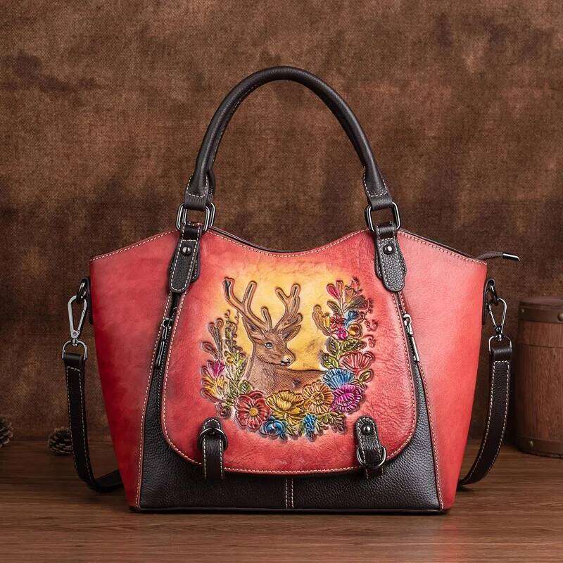 Johnature Genuine Leather 2025 New Handbags Women Designer Vintage Emed First Layer Cowhide Female Shoulder Bags 2025/06/05