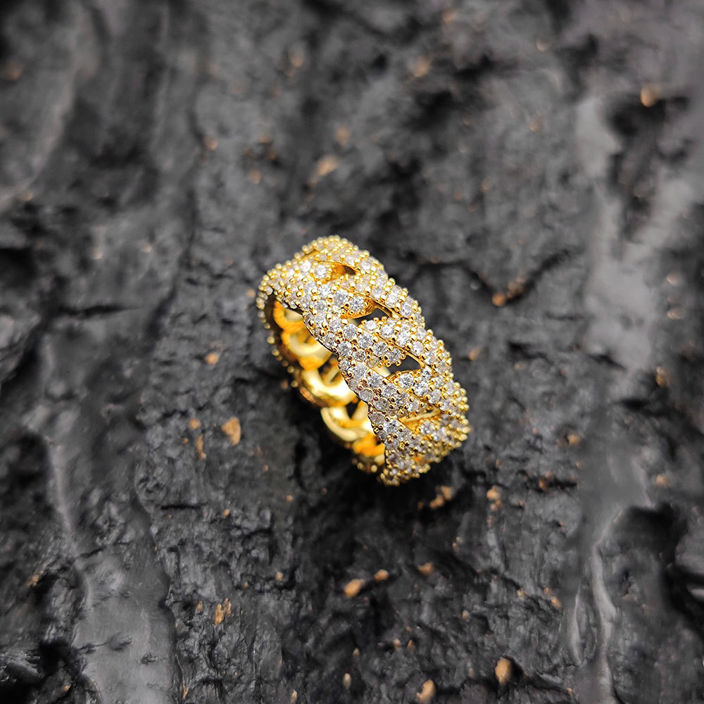 Hip Hop Jewelry 10mm Bubble Cuban Ring Fashion Brand Personalized Full Moissanite Mens Ring moissanite