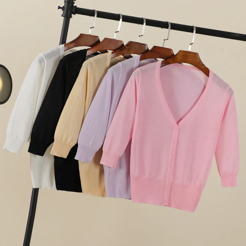 Basic Outerwear Summer Cardigan Women Girls Knitted Ladies Sweaters Cropped Crochet Top Knitwear Black Bolero Woman Jersey Tops 250530