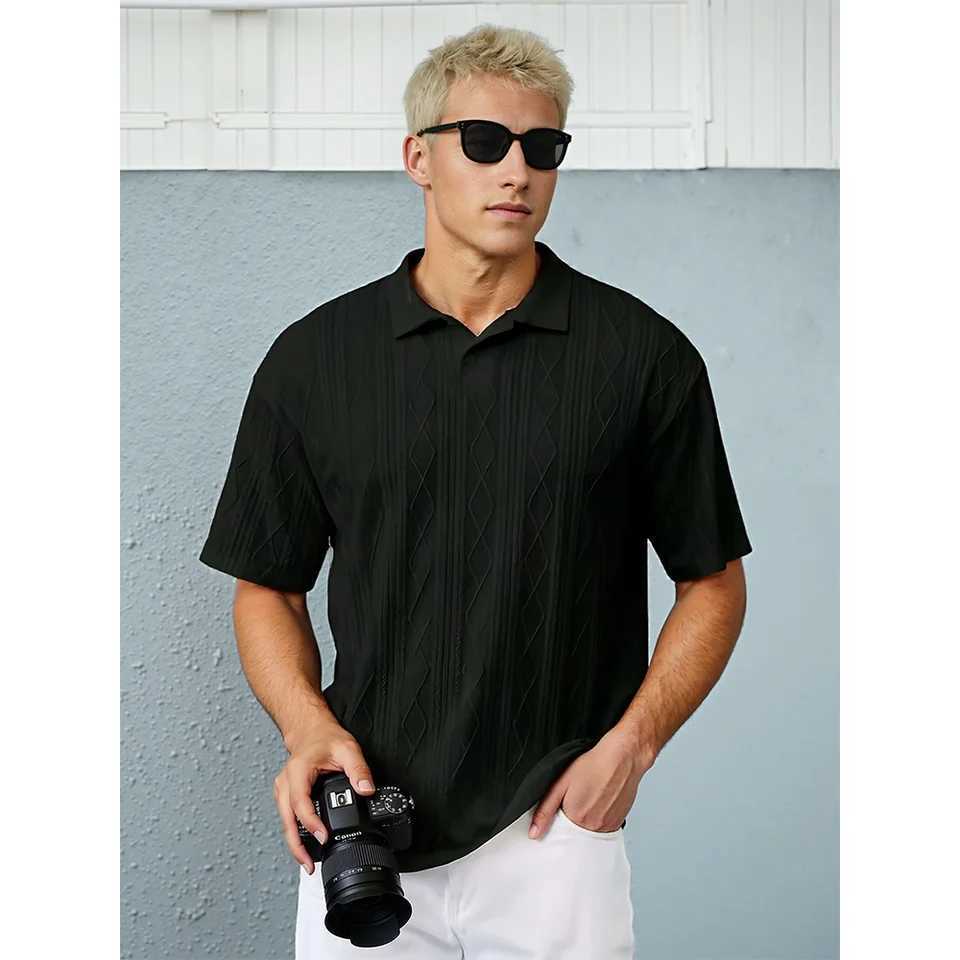 New Spring/Summer Shaped Jacquard Button Decorated Comfortable And Breathable Mens Clothing POLO Shirt Short SLeeve TeeXJ250605