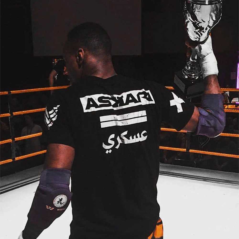 Askari Boxing Fighting Mens T Shirt Summer Sports Fitness Breathable Round Neck Short Sleeve Tops Outdoor Trainning ClothingC250605