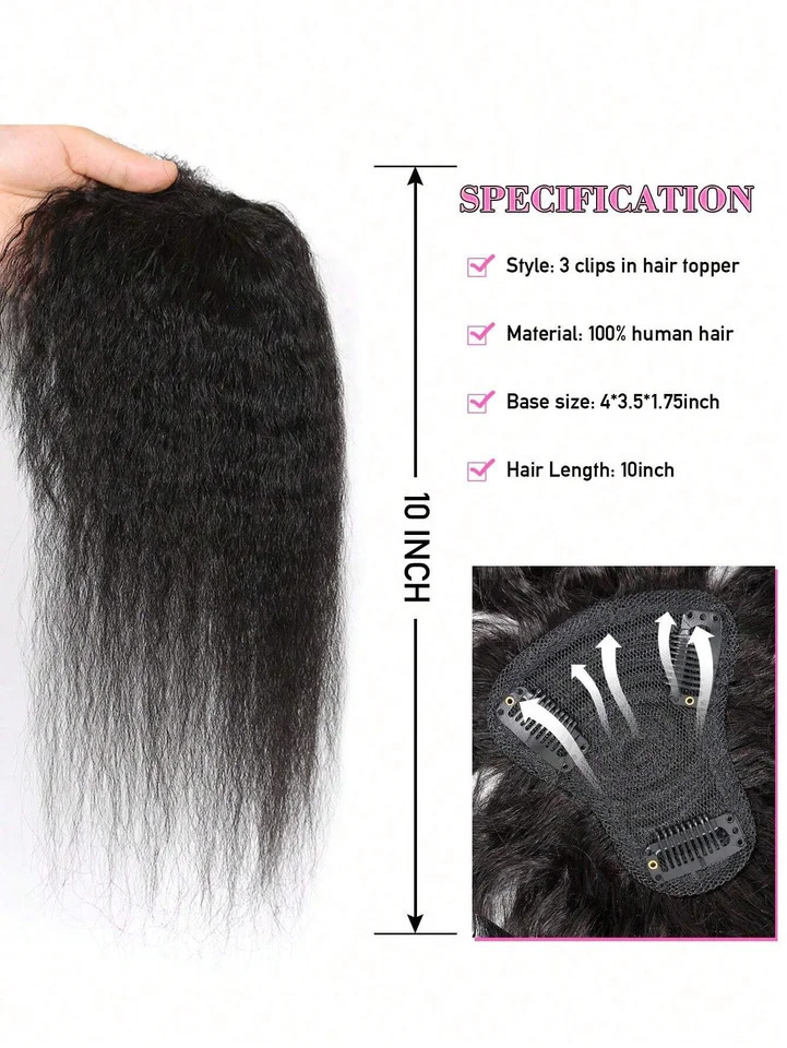 Kinky Straight Natural Black Topper Hair With Bangs Human Hair Toppers For Women Invisible T Part Clip In Hair Extensions Daily 250529