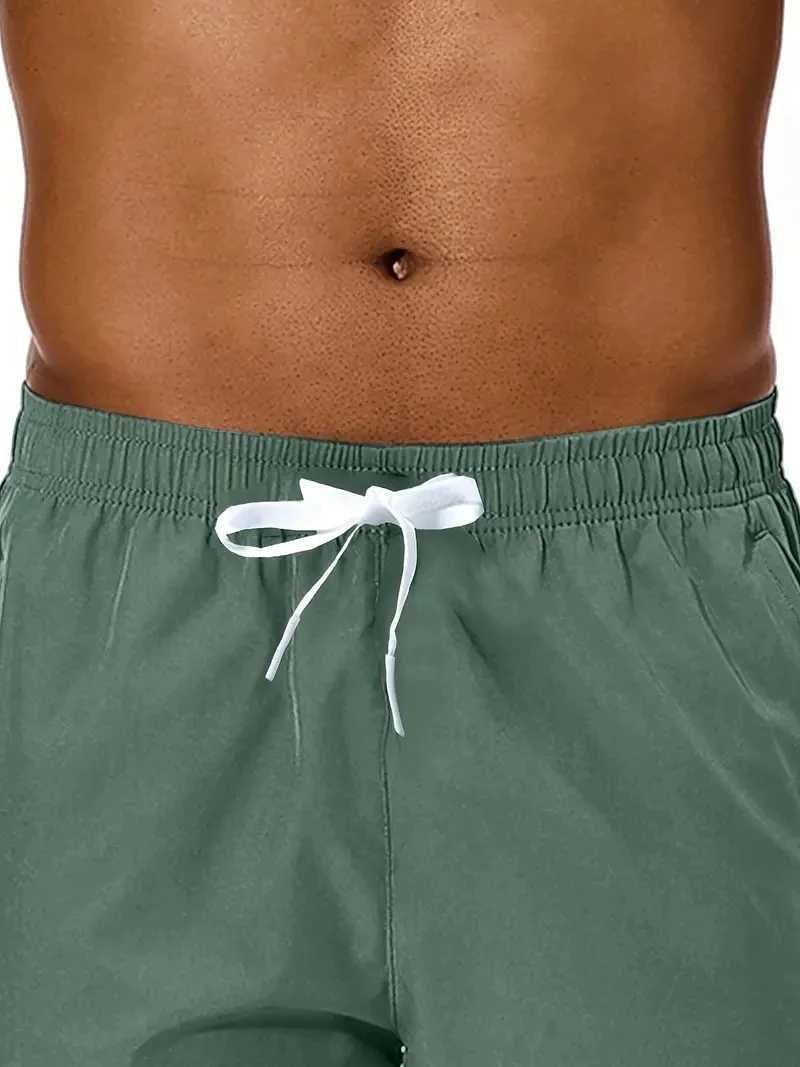 Men 2025 New Summer Beach New Models Solid Color Fashion Leisure Comfortable Elastic Waist Double Pockets Cool Sports Shorts XJ250605