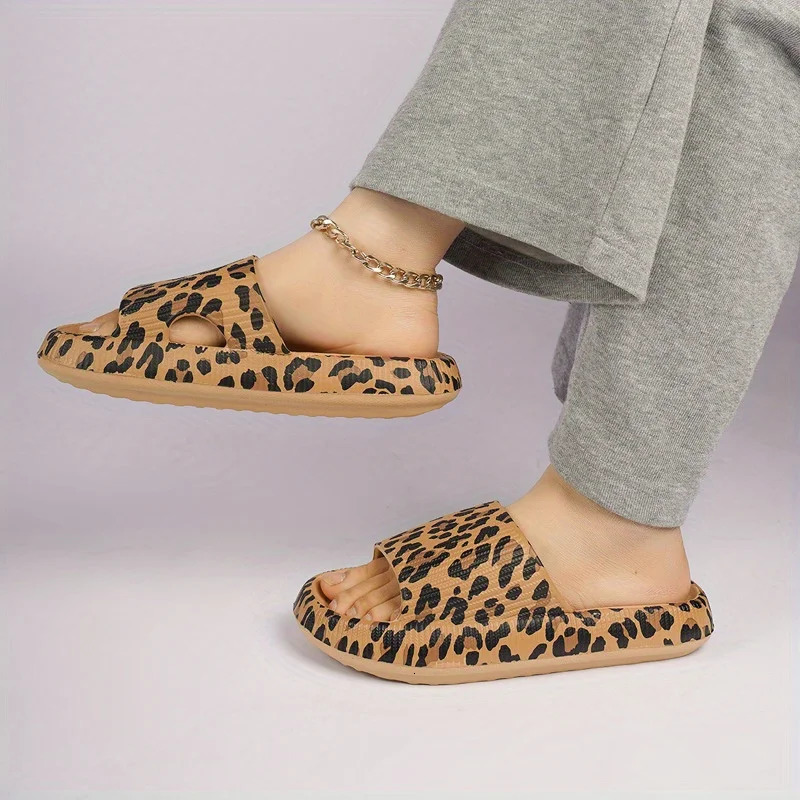 Unisex Summer Slippers Thick Sole Indoor Home EVA Leopard Print Slippers Costume Props 250605