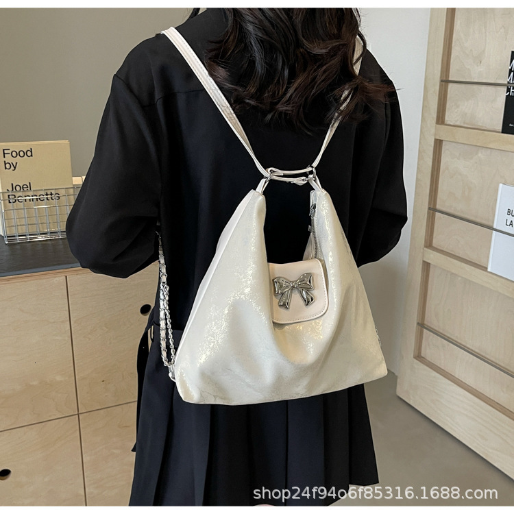 Free shipping designer bag Women's bow high-end feel bag, one texture goddess popular commuting diagonal cross shoulder tote bag