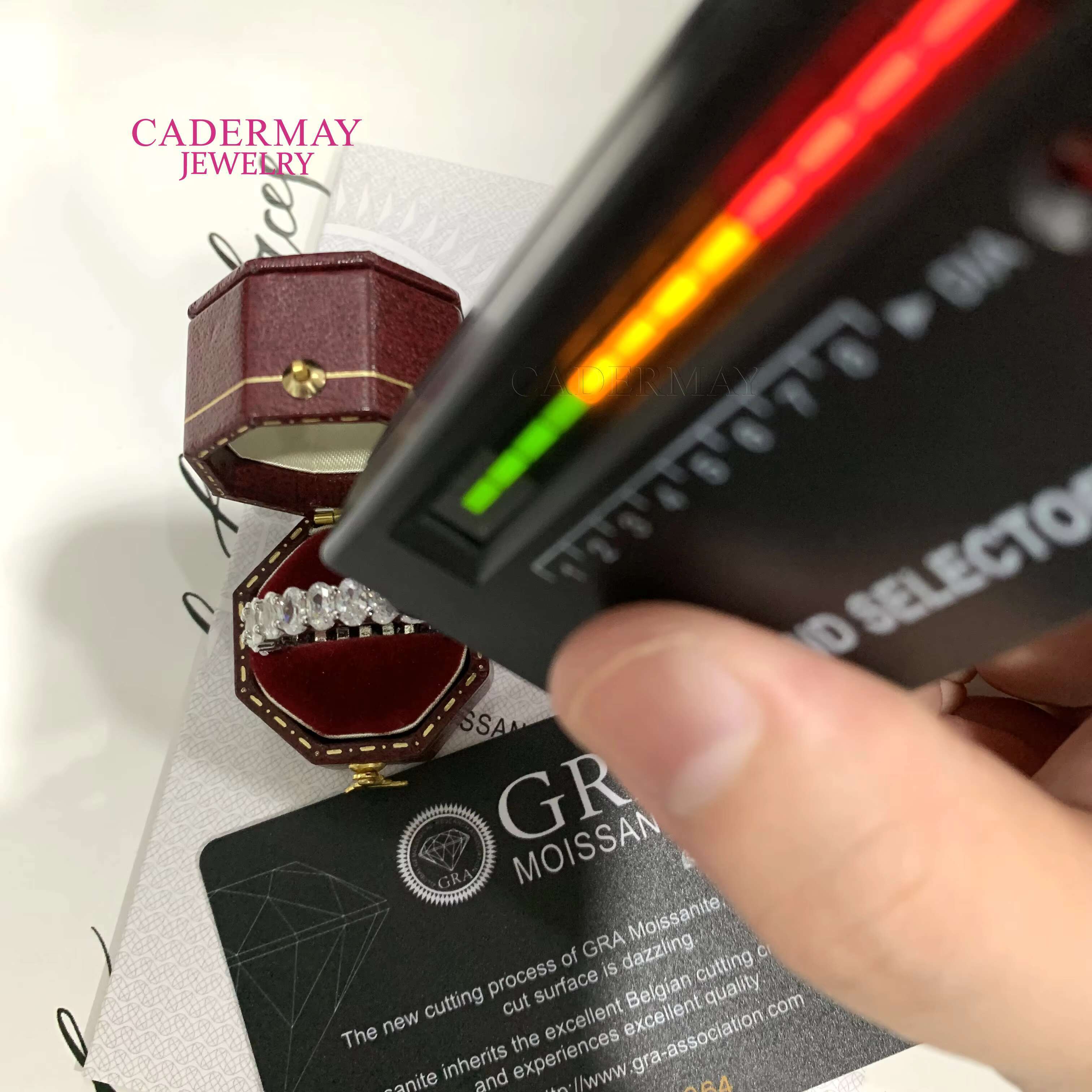 Cadermay Jewelry 925 Sterling Silver 3x5mm Oval Cut D VVS Moissanite Eternity Ring Band for Women Gift