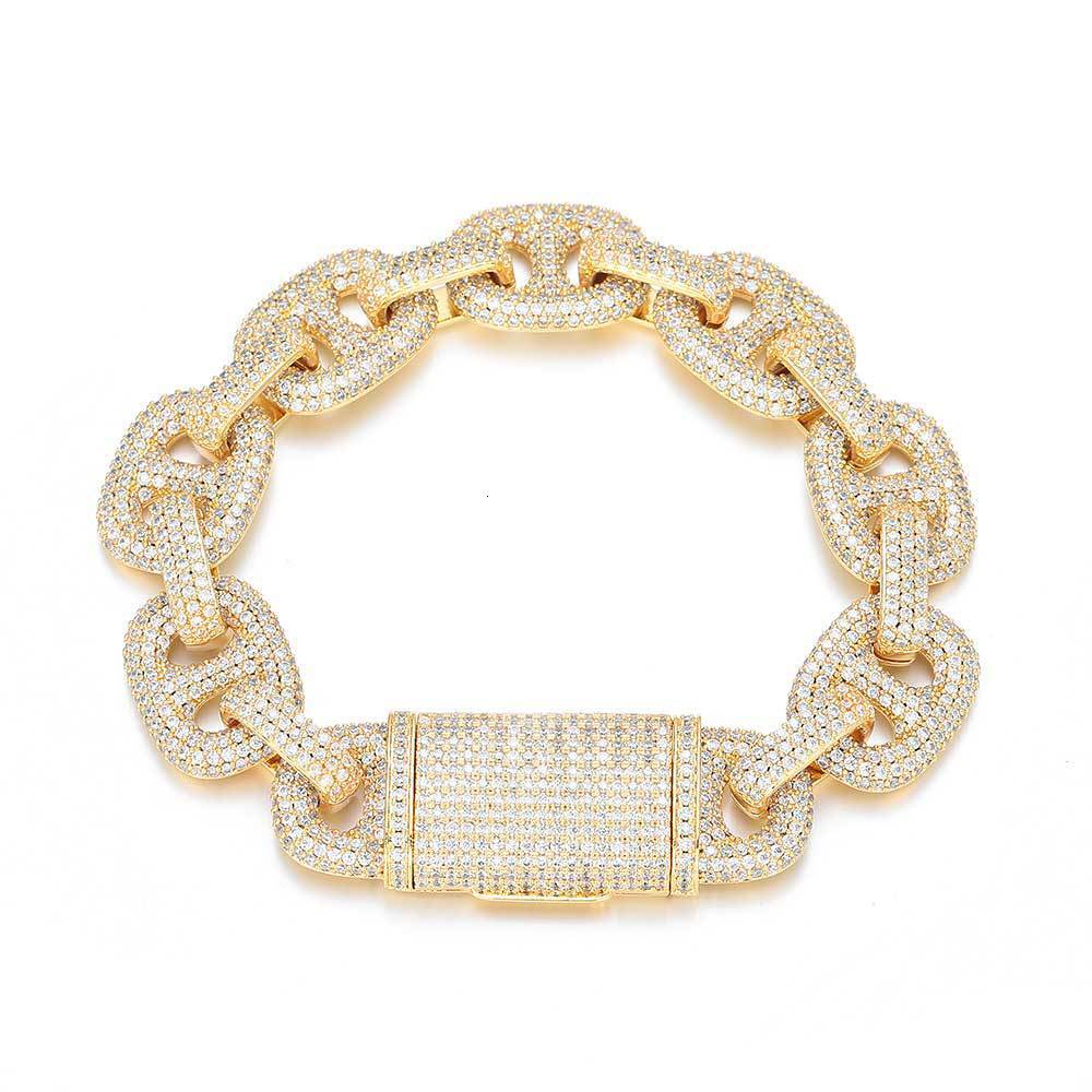 Hip Hop 16mm Pig Nose Bubble Cuban Chain Moissanite Bracelet Jewelry Accessories Mens Bracelet