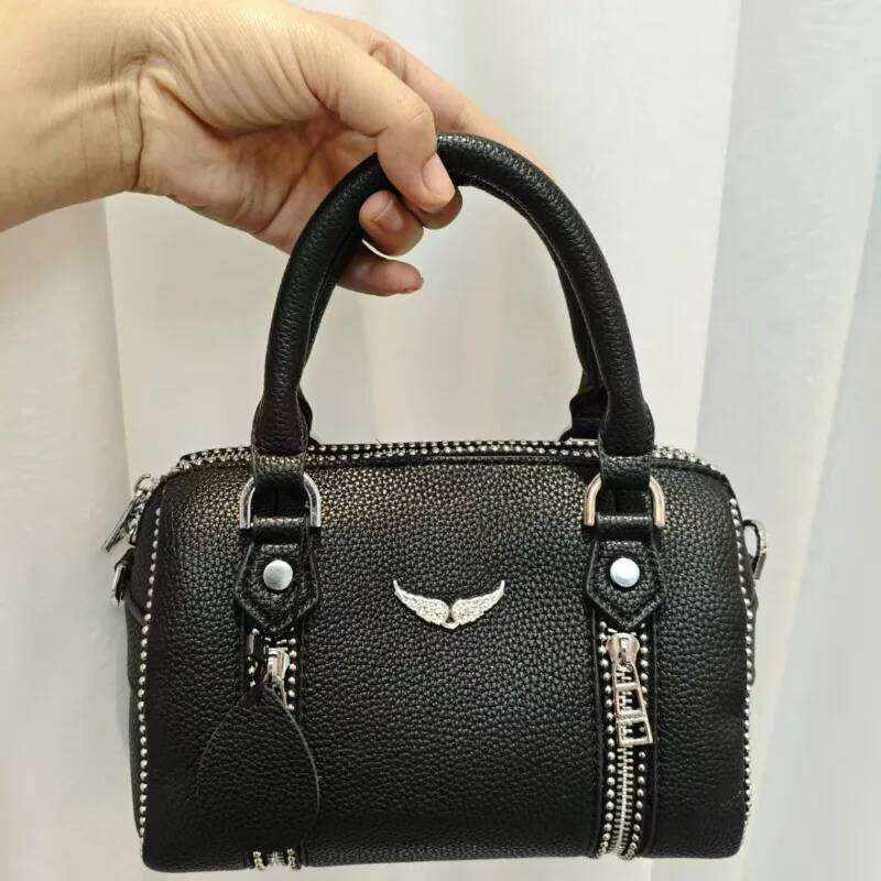 New black lychee pattern women's crossbody handbag bucket bag