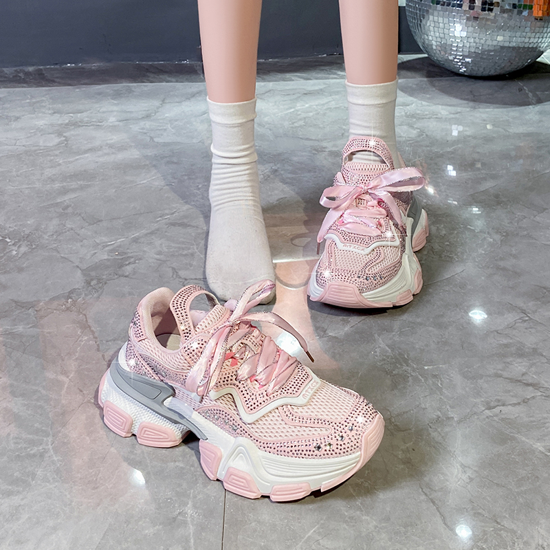 Top Quality Luxury Sneakers Women Skate Shoes New Rhinestone Women Casual Shoes Platform Shiny Women's Outdoor Non Slip Running Shoes Crystal Par