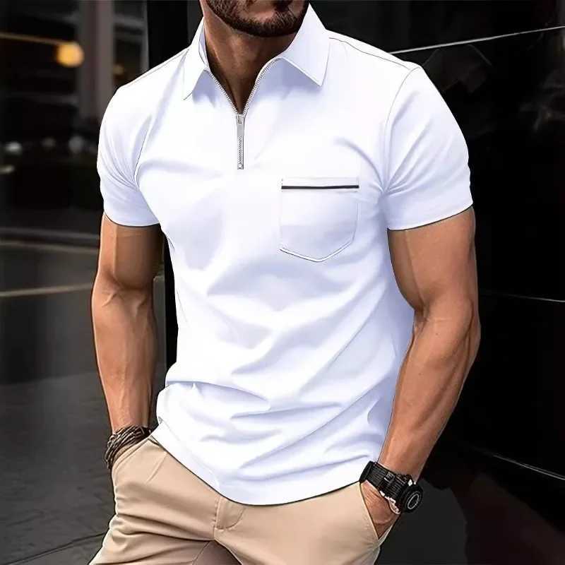 Summer Mens Design Sense Pocket Short-sleeved POLO Shirt Mens Casual Daily Top American Street Style Mens T-shirt XJ250605