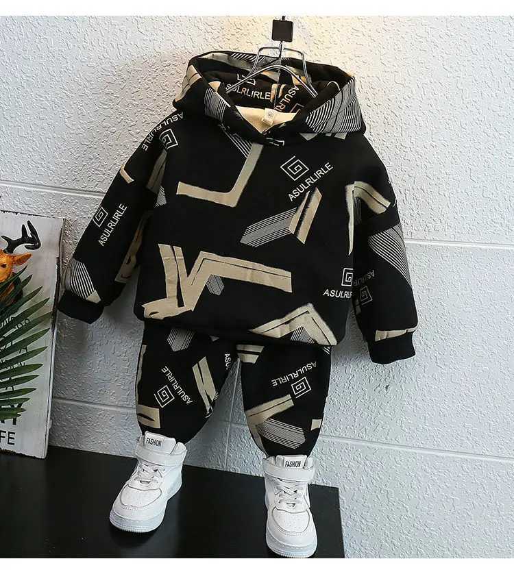 Autumn Baby Girls Clothes Set Children Boy Hooded casual Pullover Sweatshirts And Pants 2pcs Suit Children Tracksuits R250605