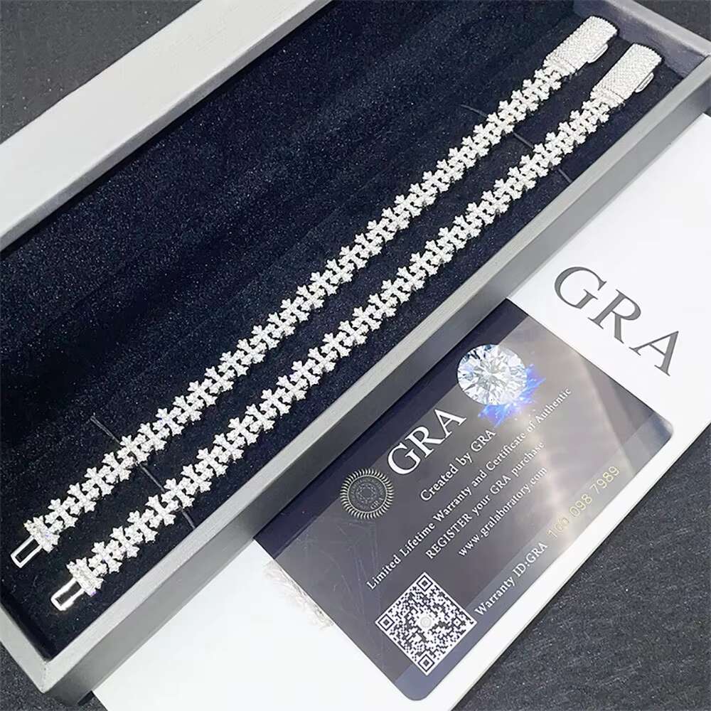 Moissanite 8mm 925 Silver Cross Chain VVS Moissanite Cuban Chain Rap Hip Hop Diamond Necklace Mens and Womens Rock Jewelry