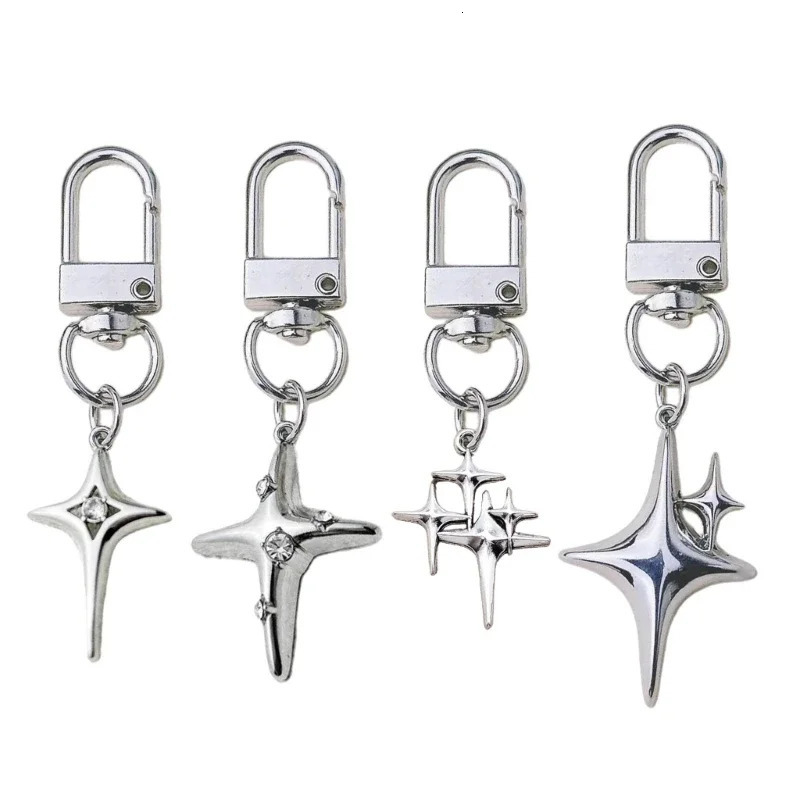 94PB Metal Hollow Star Keychain Moon Keyring Bag Pendant Jewelry Accessories for Women Men Backpack Ornament Car Key Rings 250605