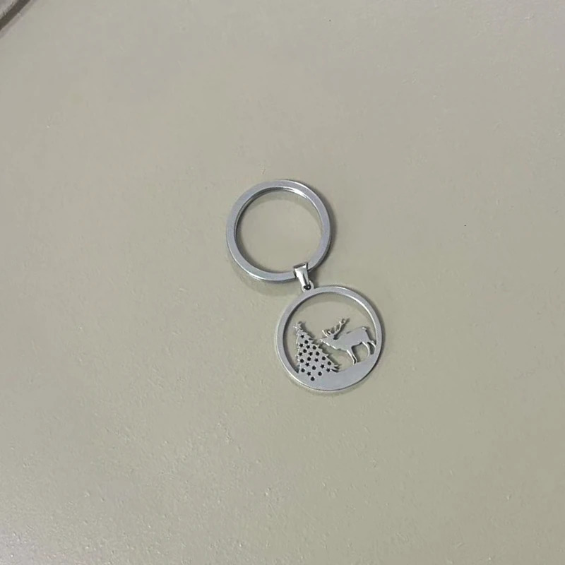 10pcs Stainless Steel Christmas Keychain Blank For Engraving Metal Charm Keychain Key Ring Mirror Polished Wholesale 250605