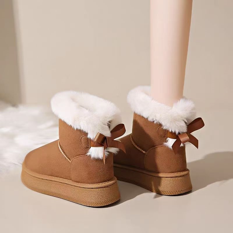 2025 free shipping designer boots snow fur furry winter womens boots thick bottom bow plush soft anti slip boot woman booties A281