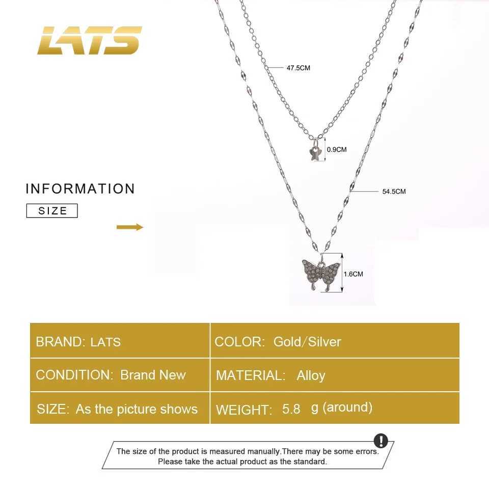 LATS New Shiny Butterfly Necklace Ladies Exquisite Double Layer Clavicle Chain Necklace Jewelry for Ladies Gift XJ250604