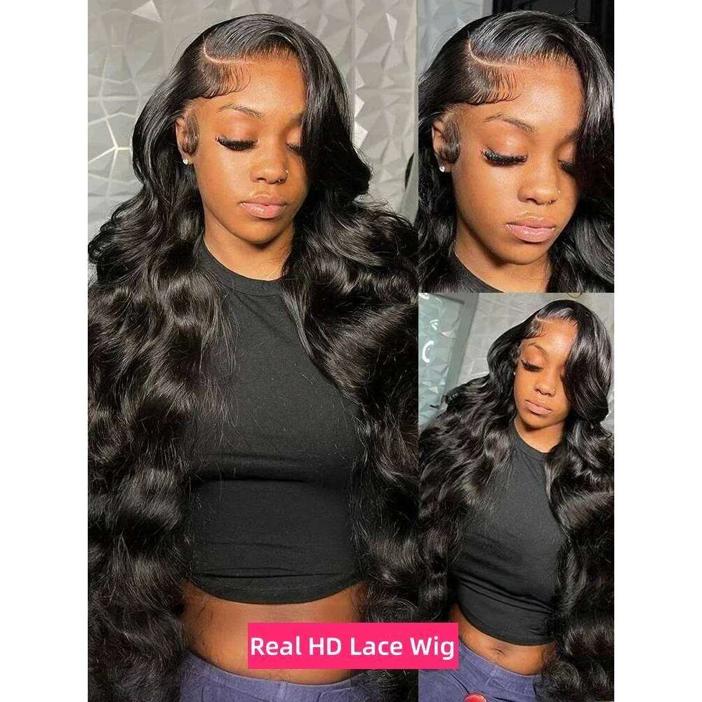 30 40 Inch Black 13x6 HD Front Wig Body Human Hair Wigs Water Wave Lace Frontal Glueless 6X6 Closure Remy 250 Density