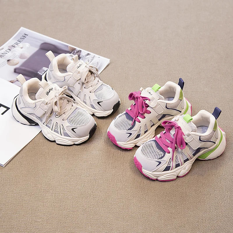 Spring and Autumn Children Sports Shoes Unisex Kids Sneakers Mesh Upper Breathable Basketball Shoes Tennis Casual Flats Footwear 250604