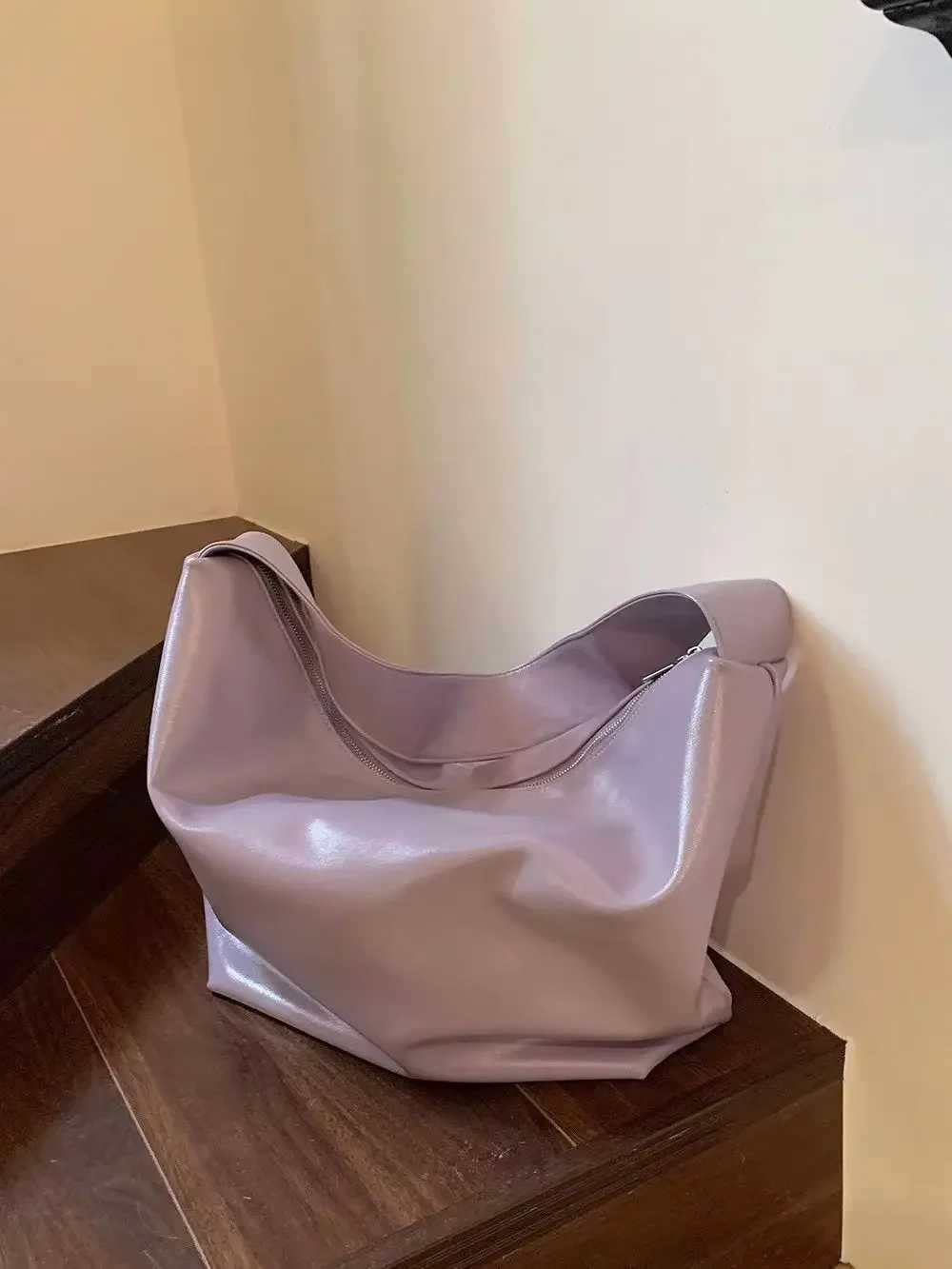 Women Tote Crossbody Bags High Capacity 2023 New Solid Color Pink Sweet Zipper PU Japanese And Korean Style Luxury Elegant XJ250605