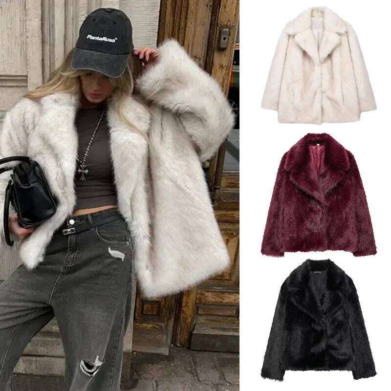 2025 Winter Ins Hot Fashion Girls Oversized Gradient Coat Women Thick Warm Outerwear Fluffy Faux Fox Fur Jacket