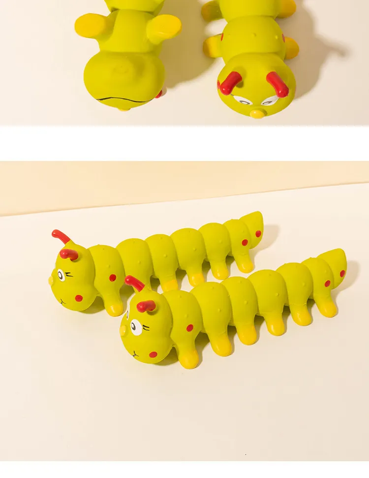 Caterpillar Squeaky latex Dog Toy Rebound Decompression Screaming dog sound toy wholesale 2pcs/Pack