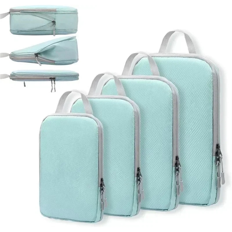 4Pcs Travel Compression Packing Cubes Bag Portable Suitcase Cloth Organizers Waterproof Luggage Storage Cases Drawer makeup bag 250605