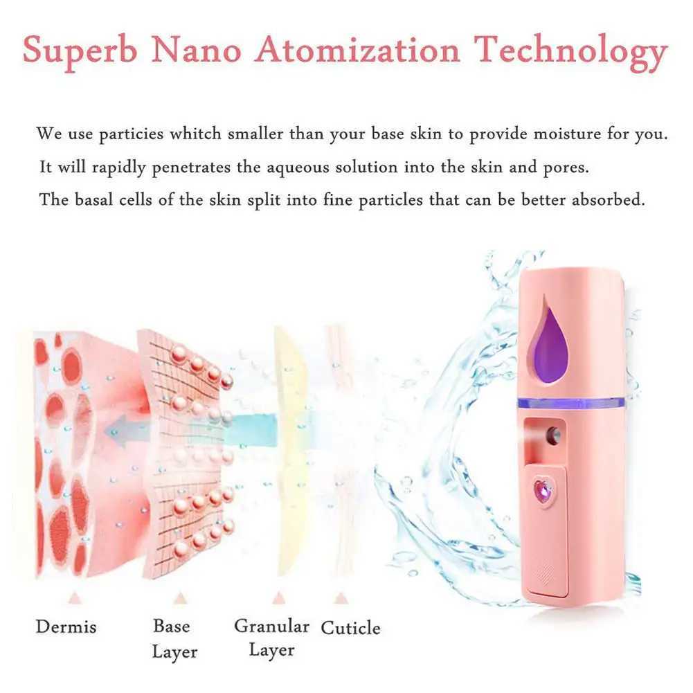 Facial Nano Mist Sprayer Mini Portable Facial Steamer Rechargeable Handy Face Humidifier Face Moisturizing Skin Care Machine XJ250607