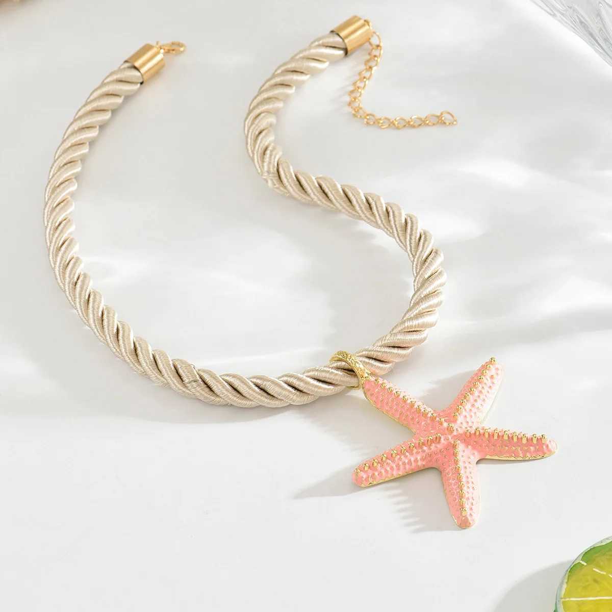Ingemark Boho Colorful Metal Oil Drop Big Starfish Pendant Rope Chains Necklace for Women Summer Y2K Fashion Jewelry Set Gifts XJ250604