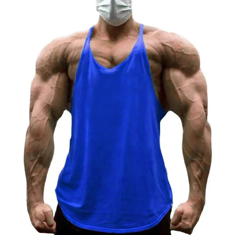 Plain Gym Fitness Bodybuilding Muscle Tank Tops Mens Running Sport Sleeveless Y-back Vests Summer Cool Cotton Breathable Shirts 250605