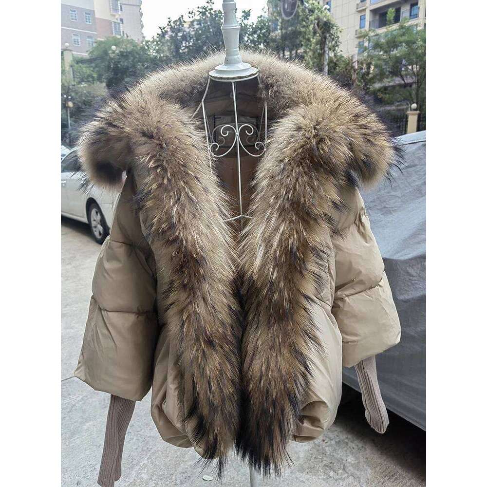 2025 winter Real fox White duck padded down jacket Regular fashion warm big fur collar women's coat