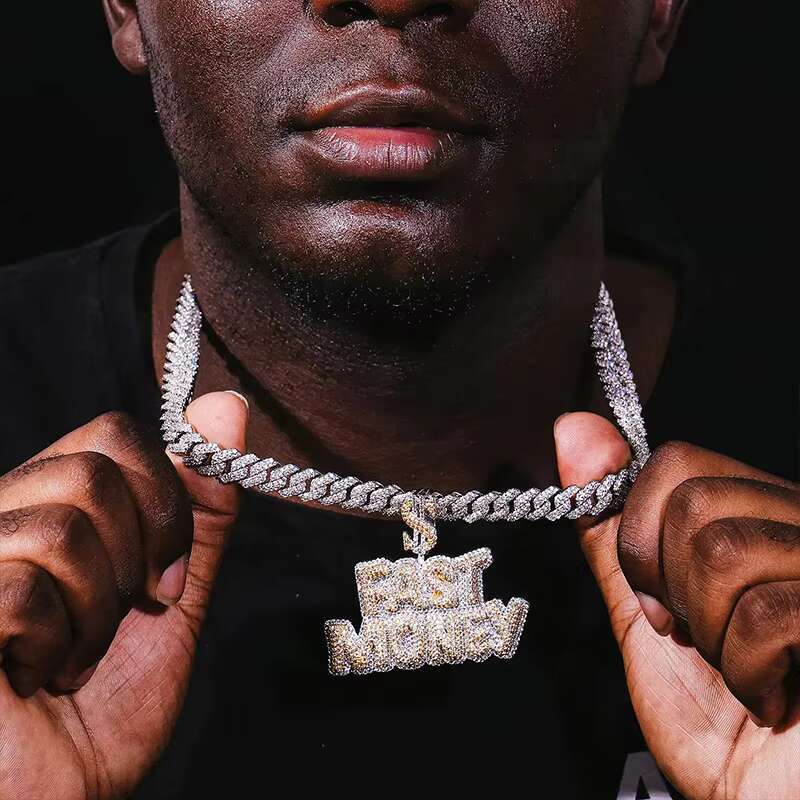 Men's custom 925 silver letter pendant hip hop jewelry moissanite diamond initial pendant