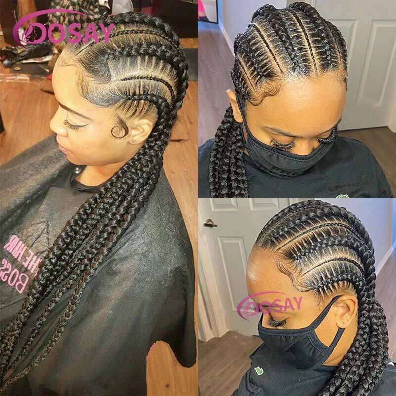 Incoo 36" Synthetic Full Braided For Black Women Jumbo Knotless Box Braid Lace Wigs Cornrow Wig Braide African Hair