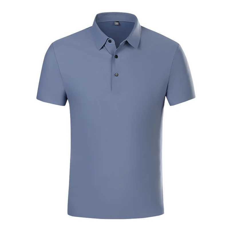 Ice Silk Traceless T-shirt Mens Light Business Solid Color Half Sleeve Top Silk Smooth Breathable Traceless POLO Shirt XJ250605