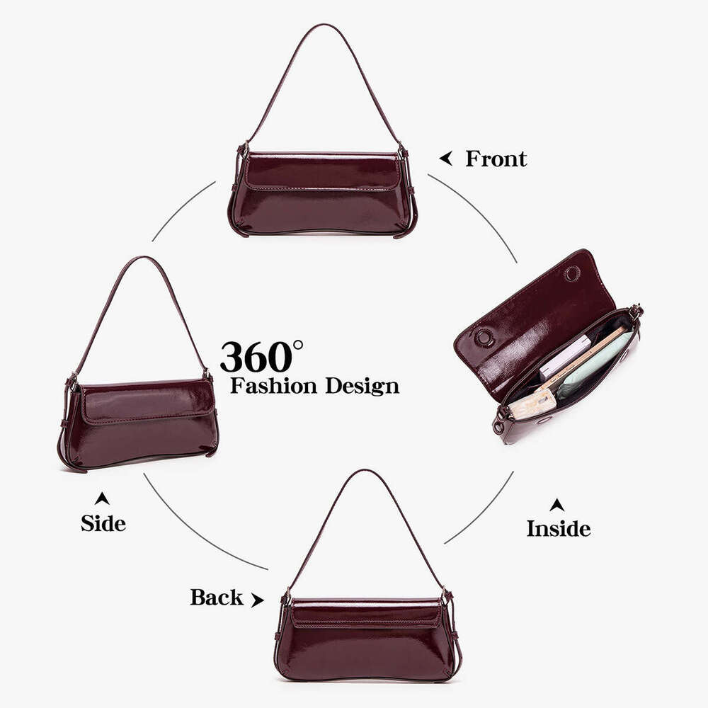 New Fashion Versatile Flap Shoulder High-end Glossy Underarm Bag Simple Commuter Women's Handbag