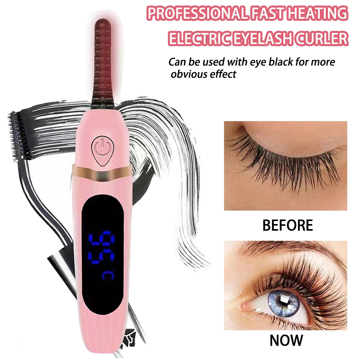Electric Eyelash Curler Professional Fast Heating Eyelashes Curling Natural Eyelash Comb Portable Lash Long Lasting Makeup Tool 250604