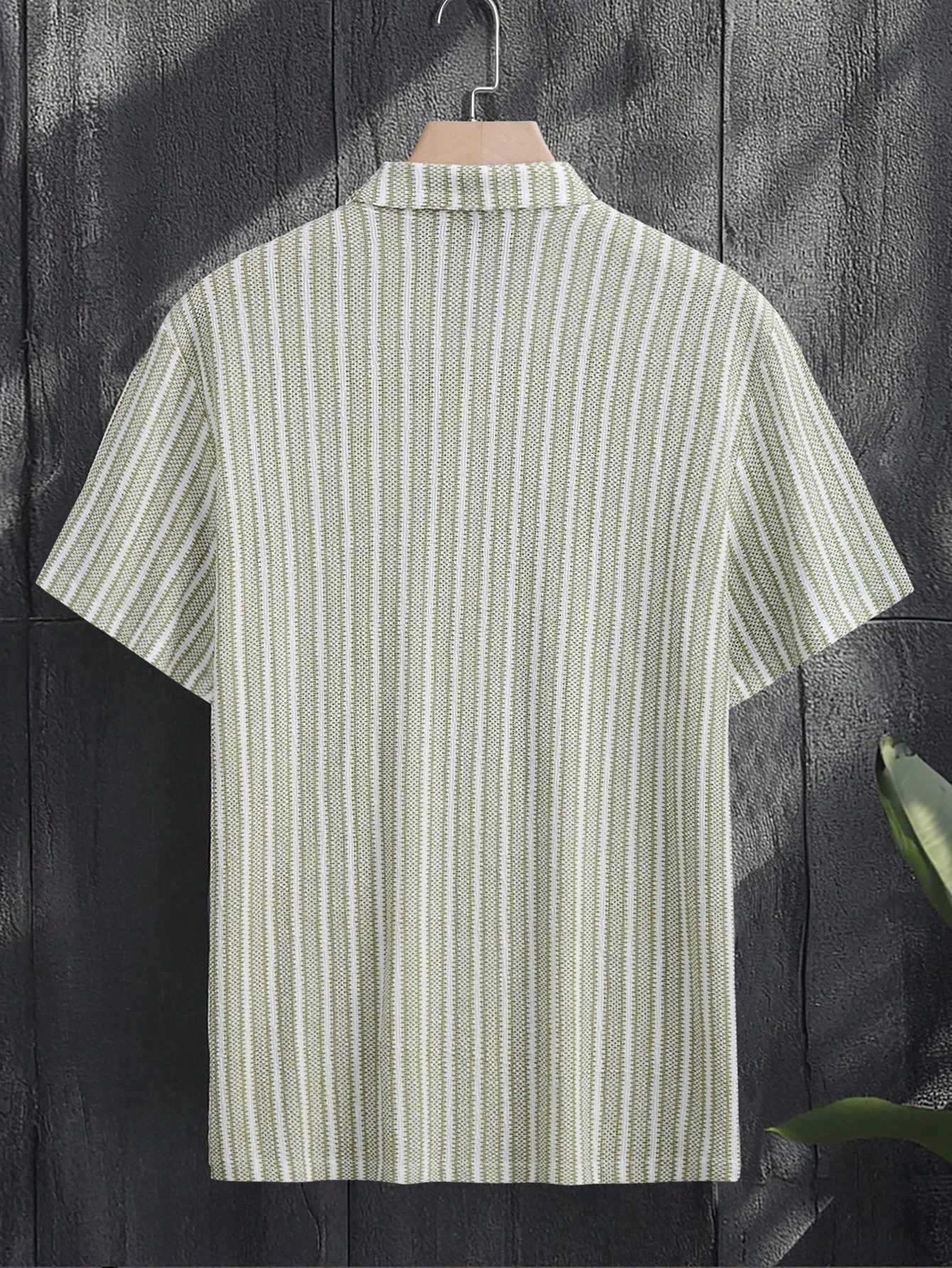 Mens Summer Knitted Striped Lapel Short Sleeve Polo Shirt Comfortable and Fashionable Polo Shirt Suitable for Daily Wear XJ250605