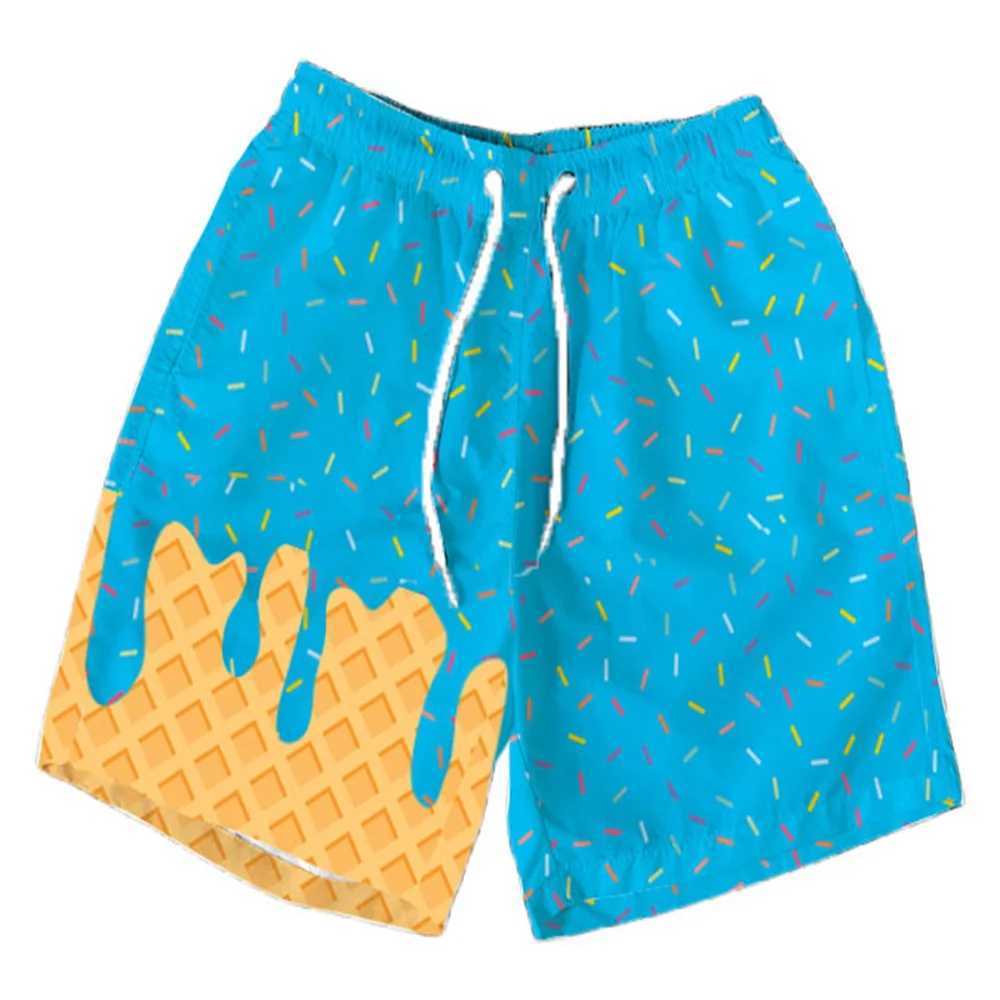 Summer 3D Printed Casual Shorts With Multi-Color Waffle Ice cream Design Parent-Child Beach Pants Fashionable Hot Pants XJ250605