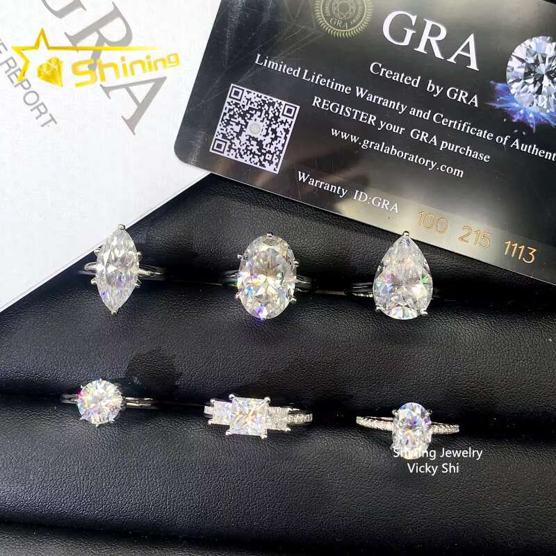 Fashion Jewelry New Style Moissanite Rings 925 Sterling Silver Woman Fancy Cut Iced Out Moissanite Engagement Wedding Rings